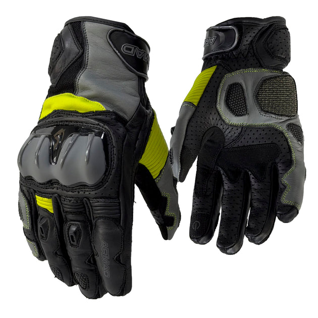 Guantes para moto armad gear strong cuero panel touch manga media