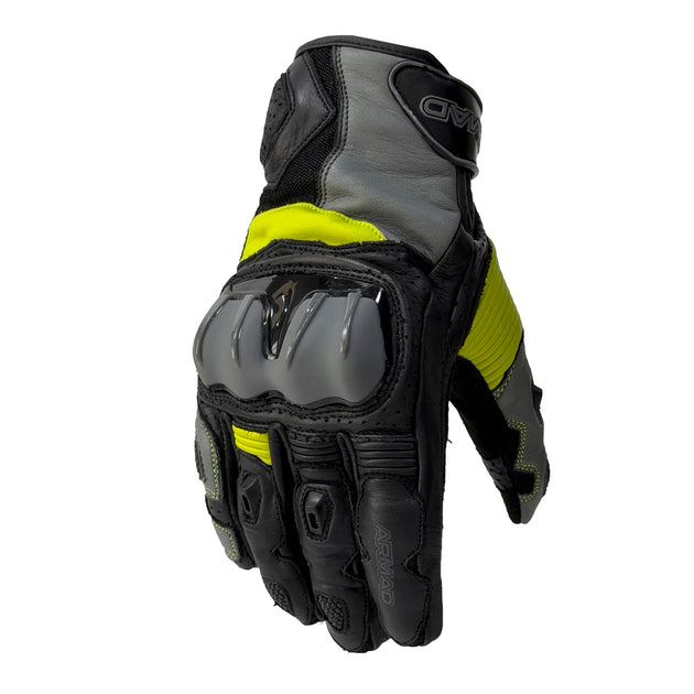 Guantes para moto armad gear strong cuero panel touch manga media
