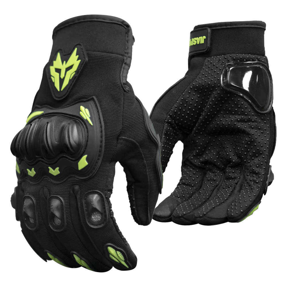 Guantes para moto jiaspeed st01 verde con protecciones