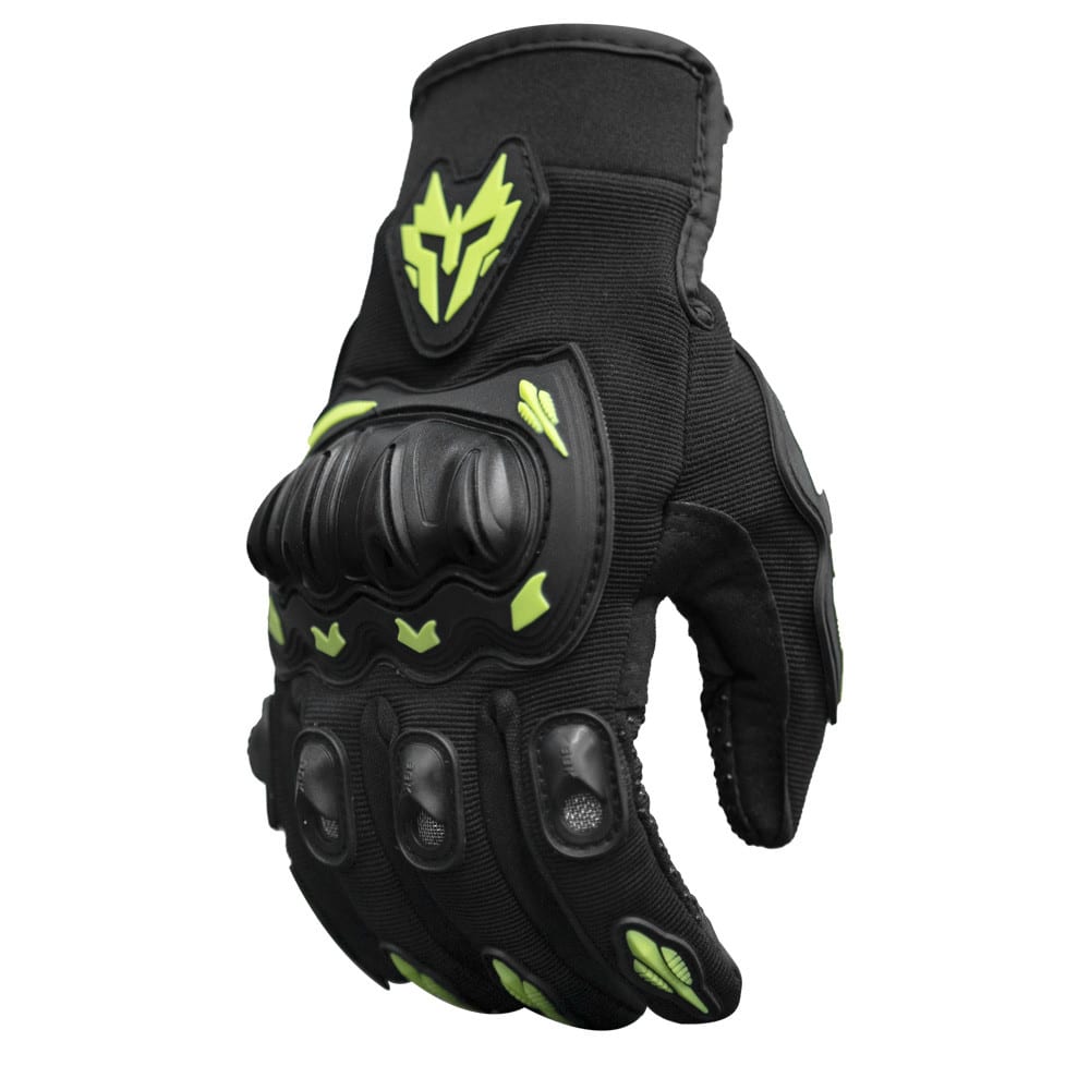 Guantes para moto jiaspeed st01 verde con protecciones