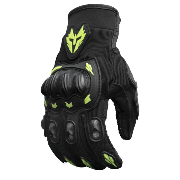 Guantes para moto jiaspeed st01 verde con protecciones