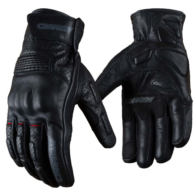 Guantes para moto armad gear leon cuero panel touch manga media