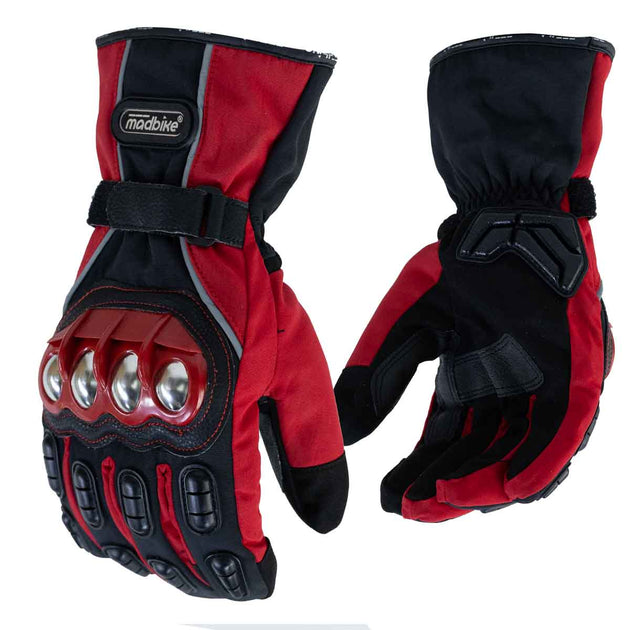 Guantes para moto largos madbike mad15s con protecciones touch invierno rj