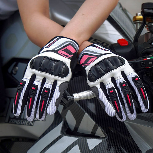 Guantes para moto ones again mg28 rosa con protecciones touch