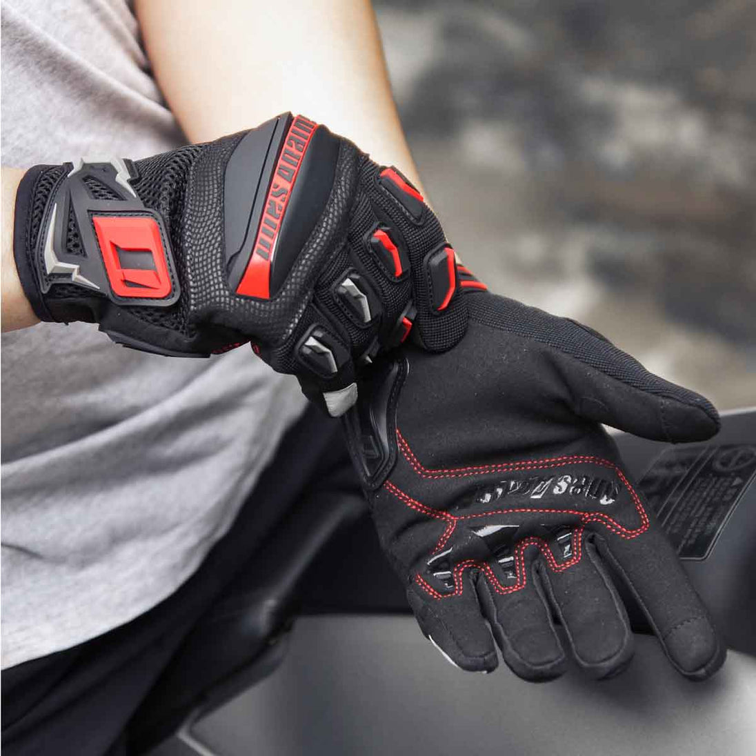 Guantes para moto ones again mg02 negro / rojo