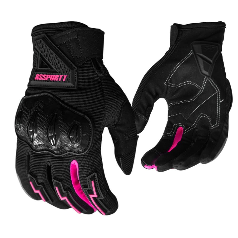 Guantes para moto RS Spurtt RS14 mujer ng/rosa