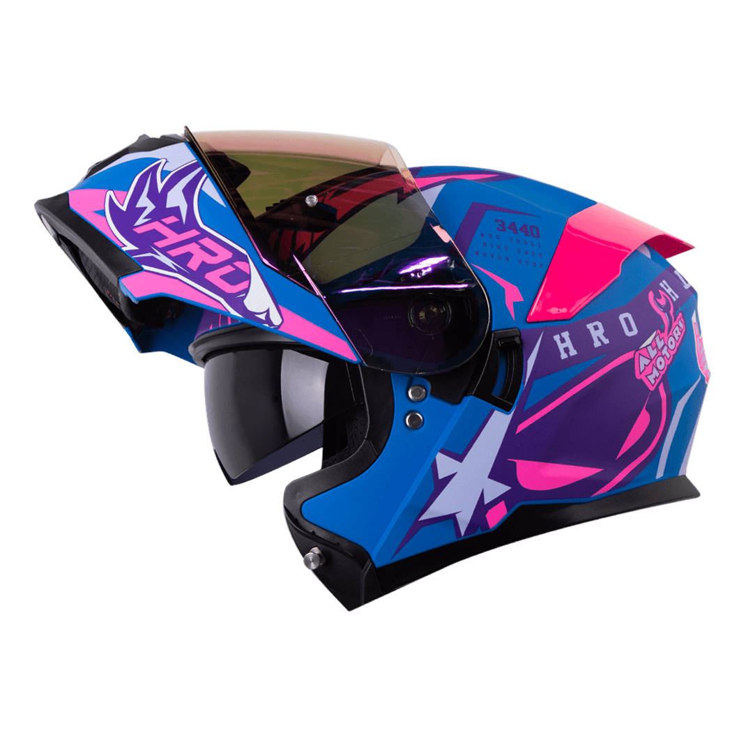 Casco Moto Hro 3440dv track spec az fc Abatible Sun Visor Certificación Dot