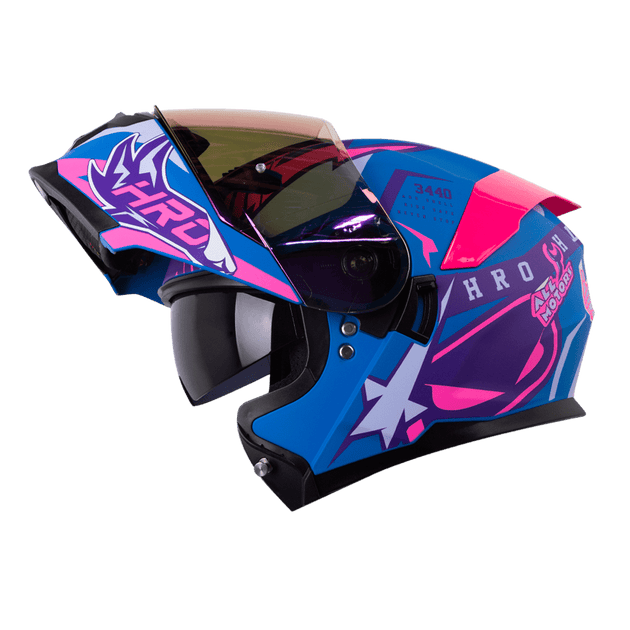 Casco Moto Hro 3440dv track spec az fc Abatible Sun Visor Certificación Dot