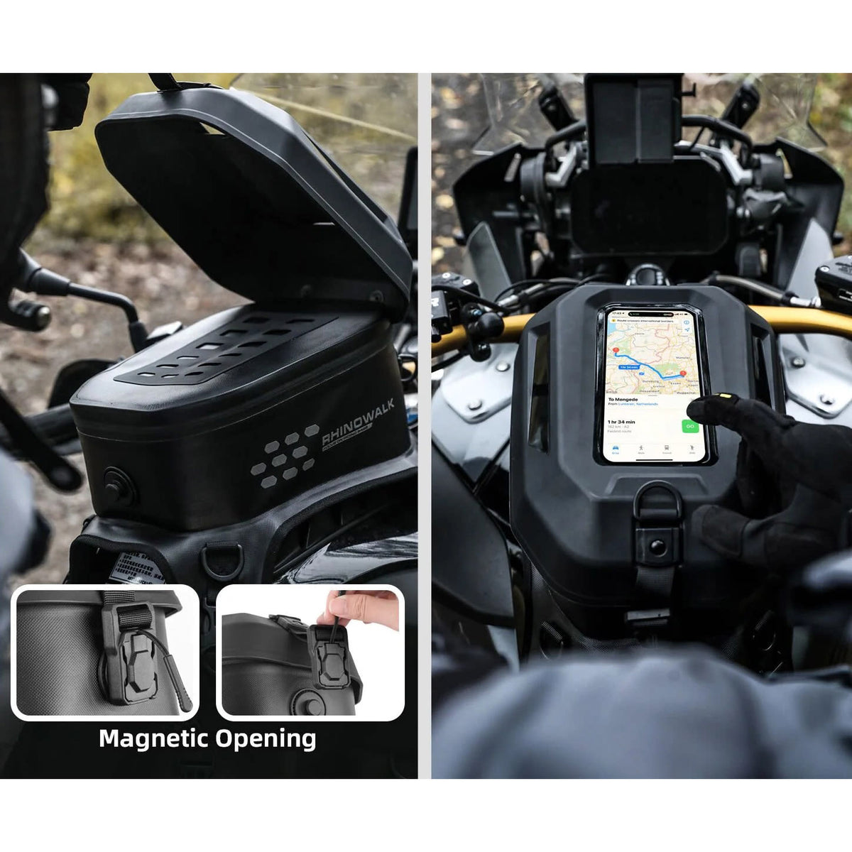 Bolso estanque moto rhinowalk mtr2506 rígido compatible con pantallas touch
