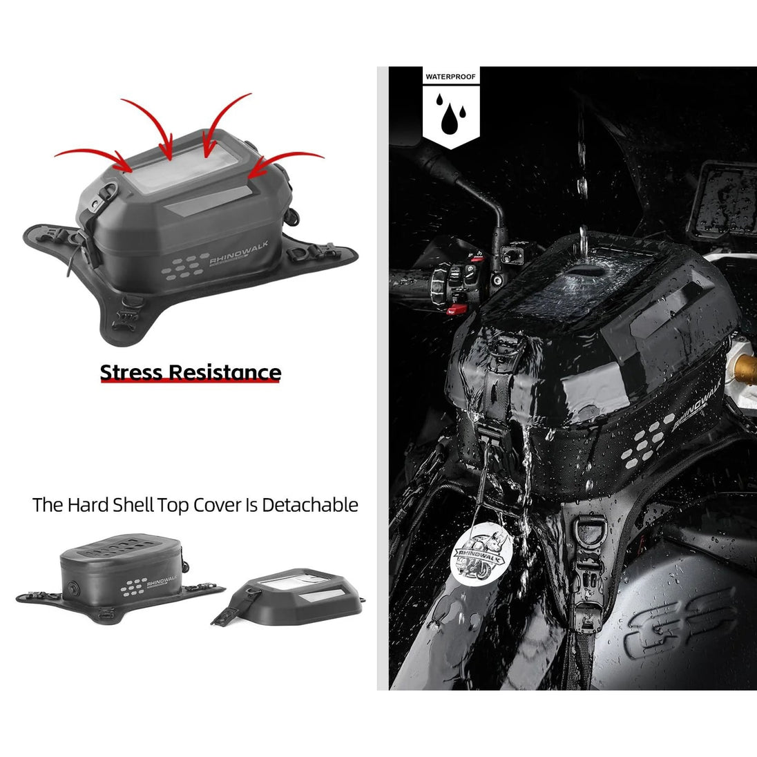 Bolso estanque moto rhinowalk mtr2506 rígido compatible con pantallas touch
