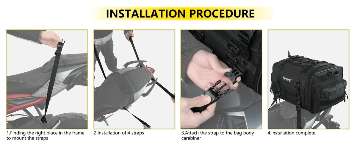 Bolso cola para moto rhinowalk MT4060 40 a 60 litros expandible impermeable