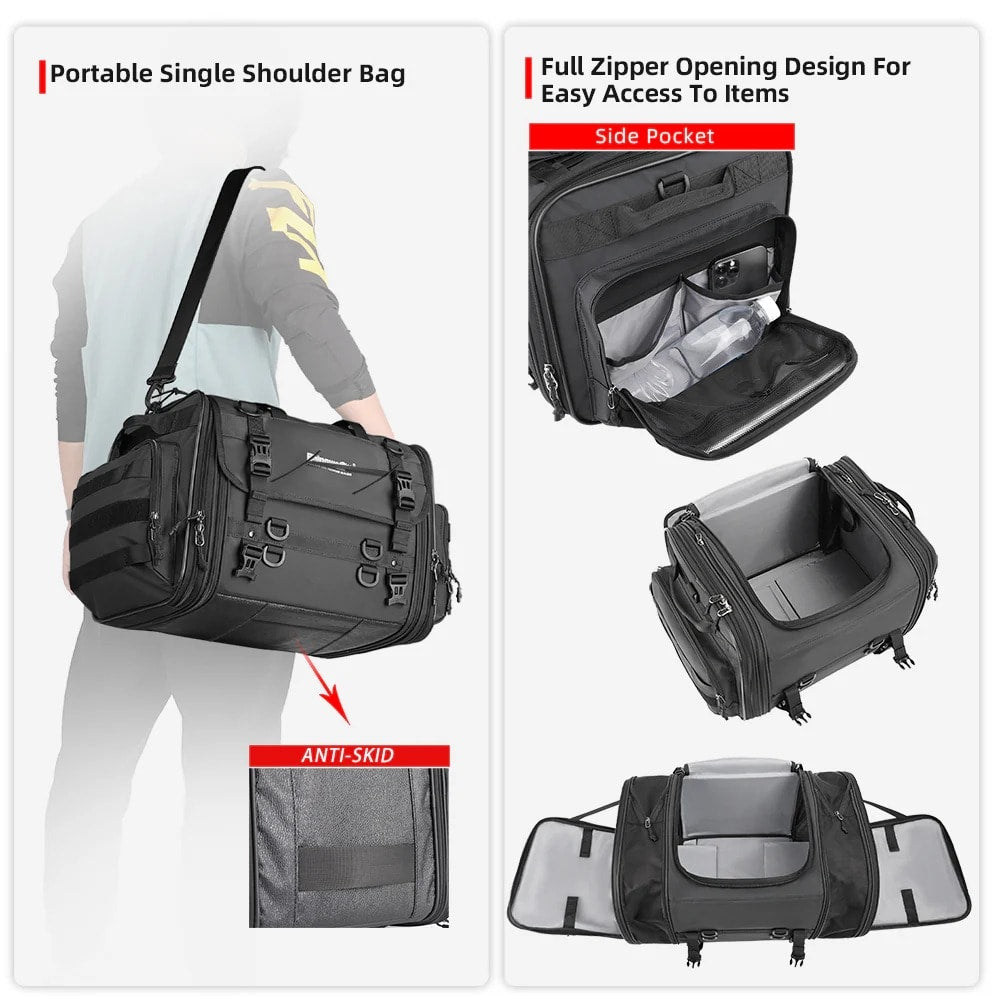 Bolso cola para moto rhinowalk MT4060 40 a 60 litros expandible impermeable