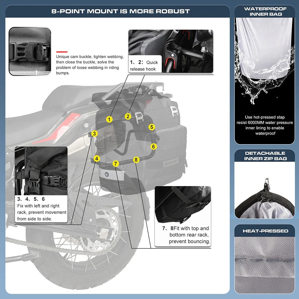 Bolso lateral para moto rhinowalk MT2040 25 litros impermeable