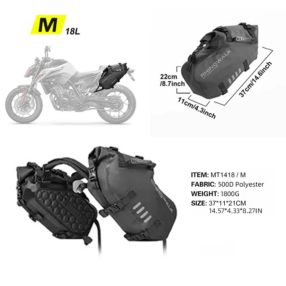 Bolsos laterales para moto Rhinowalk MT1418 18 litros impermeable