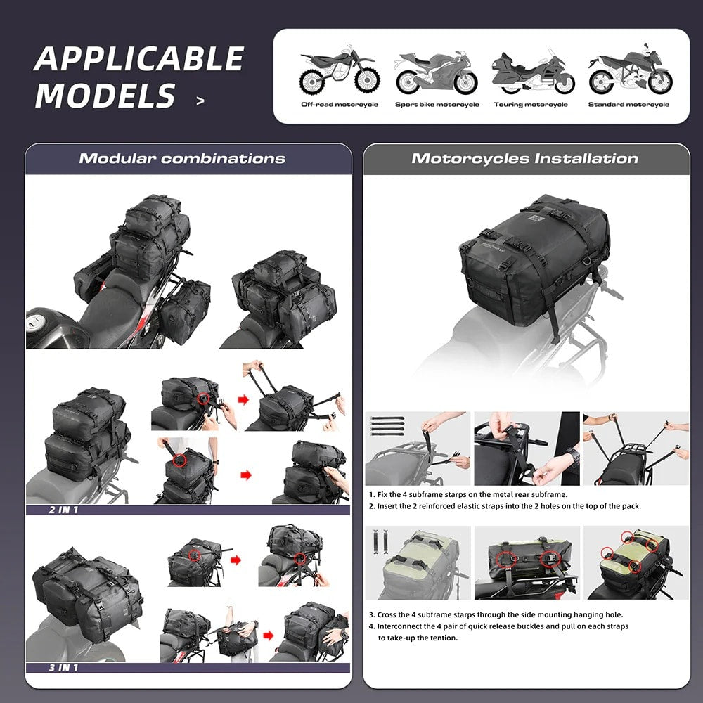Bolso para moto Rhinowalk MT2230 30 litros impermeable dry bag