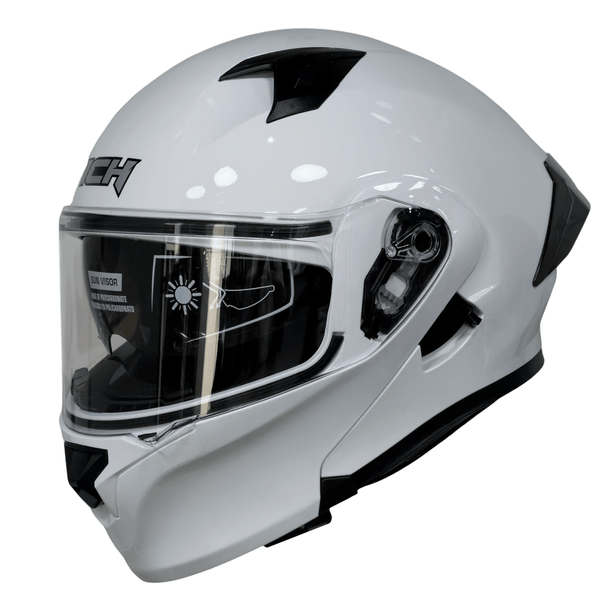 Casco moto ich 3120 solid blanco abatible con sun visor certificación dot 3cv