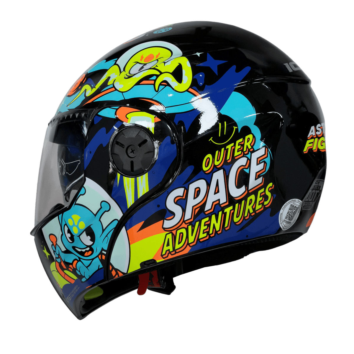 Casco moto ich 3110 jr astro fight az abatible con sun visor certificación dot