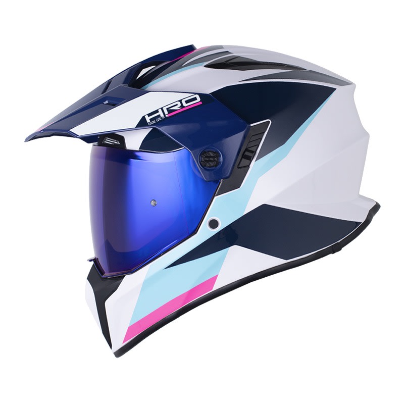 Casco moto hro mx-340dv long bl.b az multipropósito sun visor