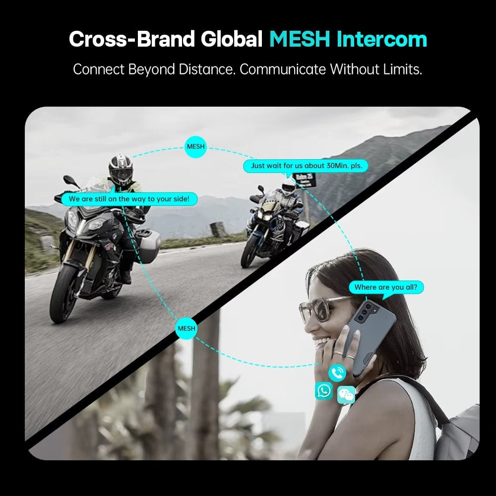 Manos libres freedconn fm10 para casco moto ip67 intercomunicador mesh