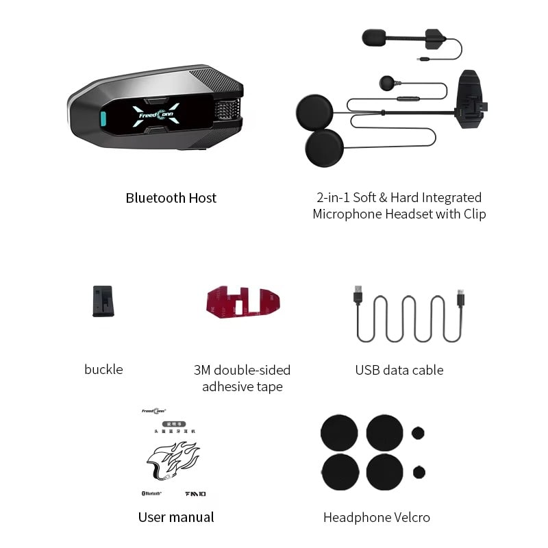 Manos libres freedconn fm10 para casco moto ip67 intercomunicador mesh