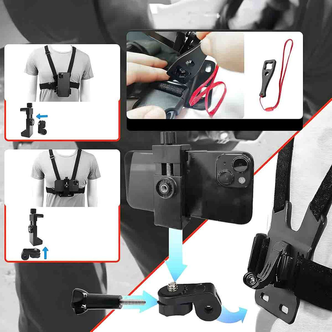 Kit Arnes con Soporte para camara gopro y celular pechera X-4-7