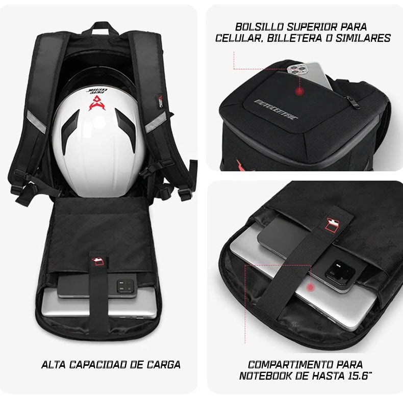 Mochila multipropósito motocentric 11-MC-0137 para moto expandible de 24 a 28 litros impermeable