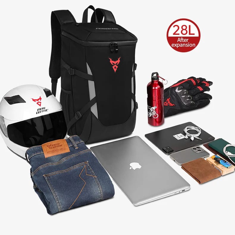 Mochila multipropósito motocentric 11-MC-0137 para moto expandible de 24 a 28 litros impermeable