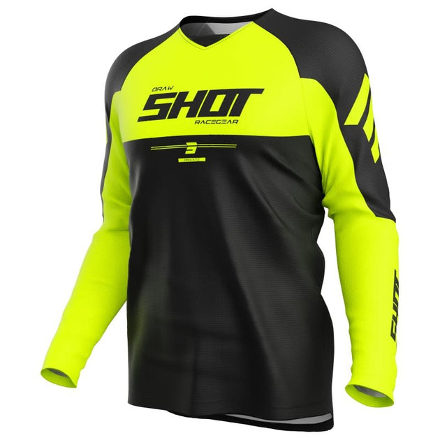 Polera moto shot draw private neon yellow motocross enduro