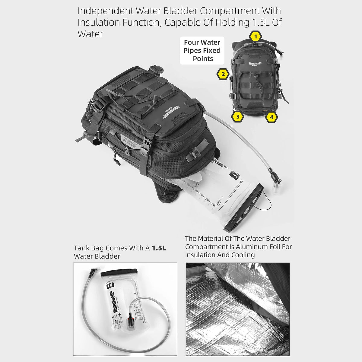 Bolso de estanque y mochila rhinowalk mechanic mjx2002 9L