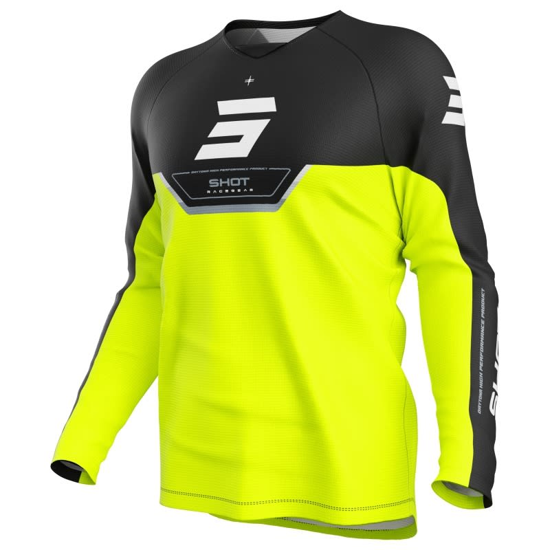 Polera moto shot draw kid daytona neon yellow motocross enduro niño