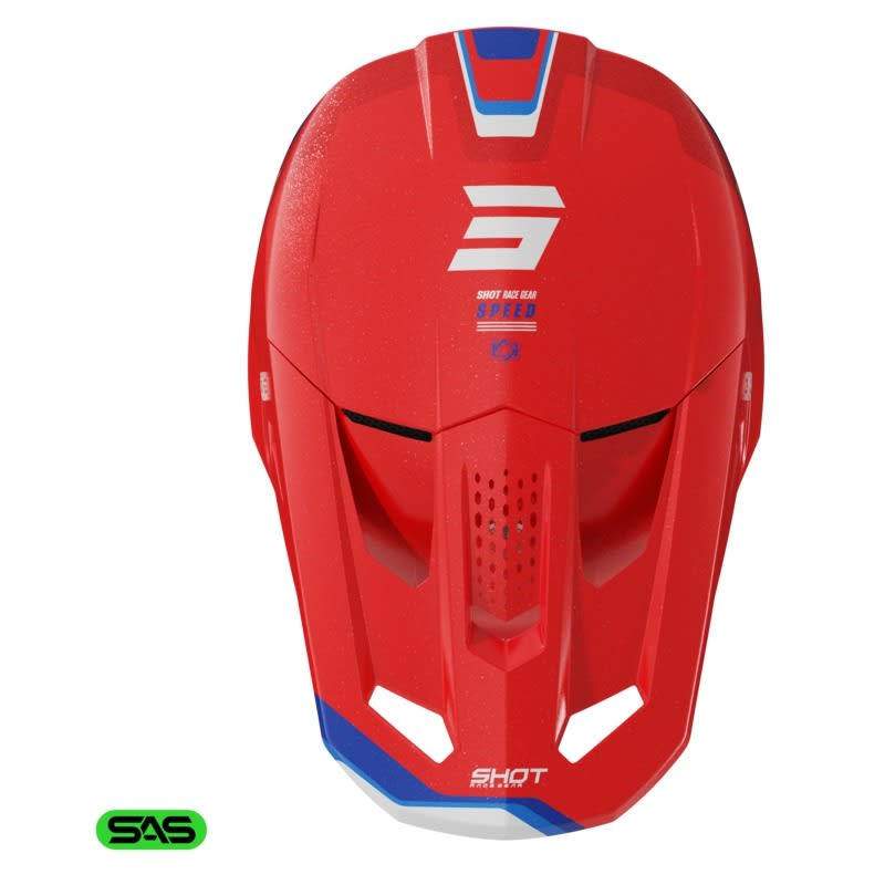 Casco moto shot speed atomic red pearly motocross enduro