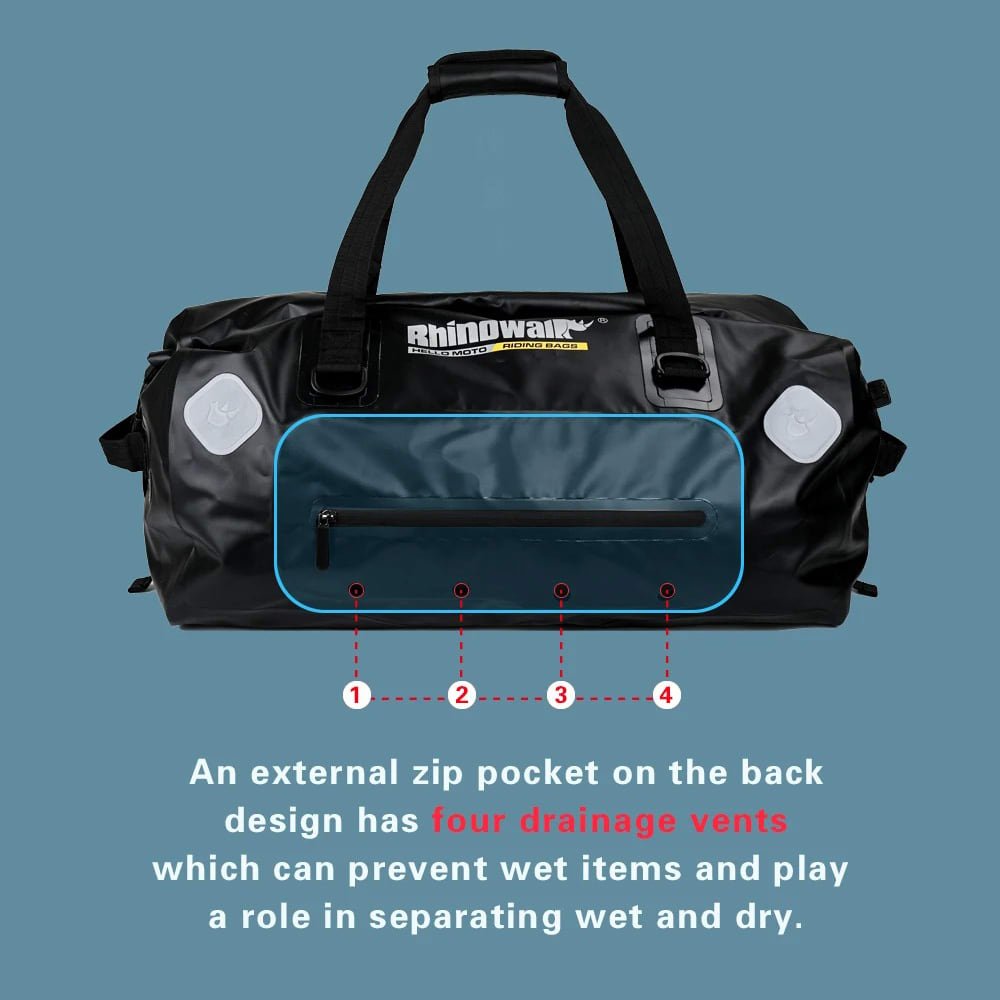 Bolso para moto rhinowalk mt20650 65l drybag waterproof