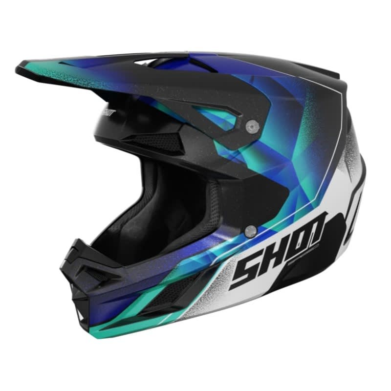 Casco moto shot speed olymp blue pearly motocross enduro