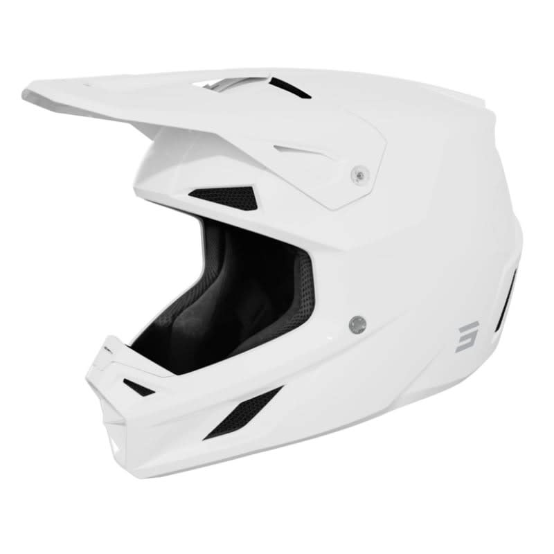 Casco moto shot speed solid white glossy motocross enduro