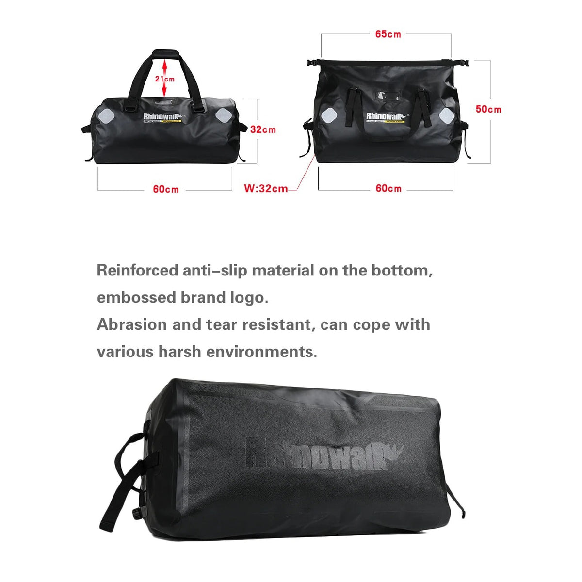 Bolso para moto rhinowalk mt20650 65l drybag waterproof