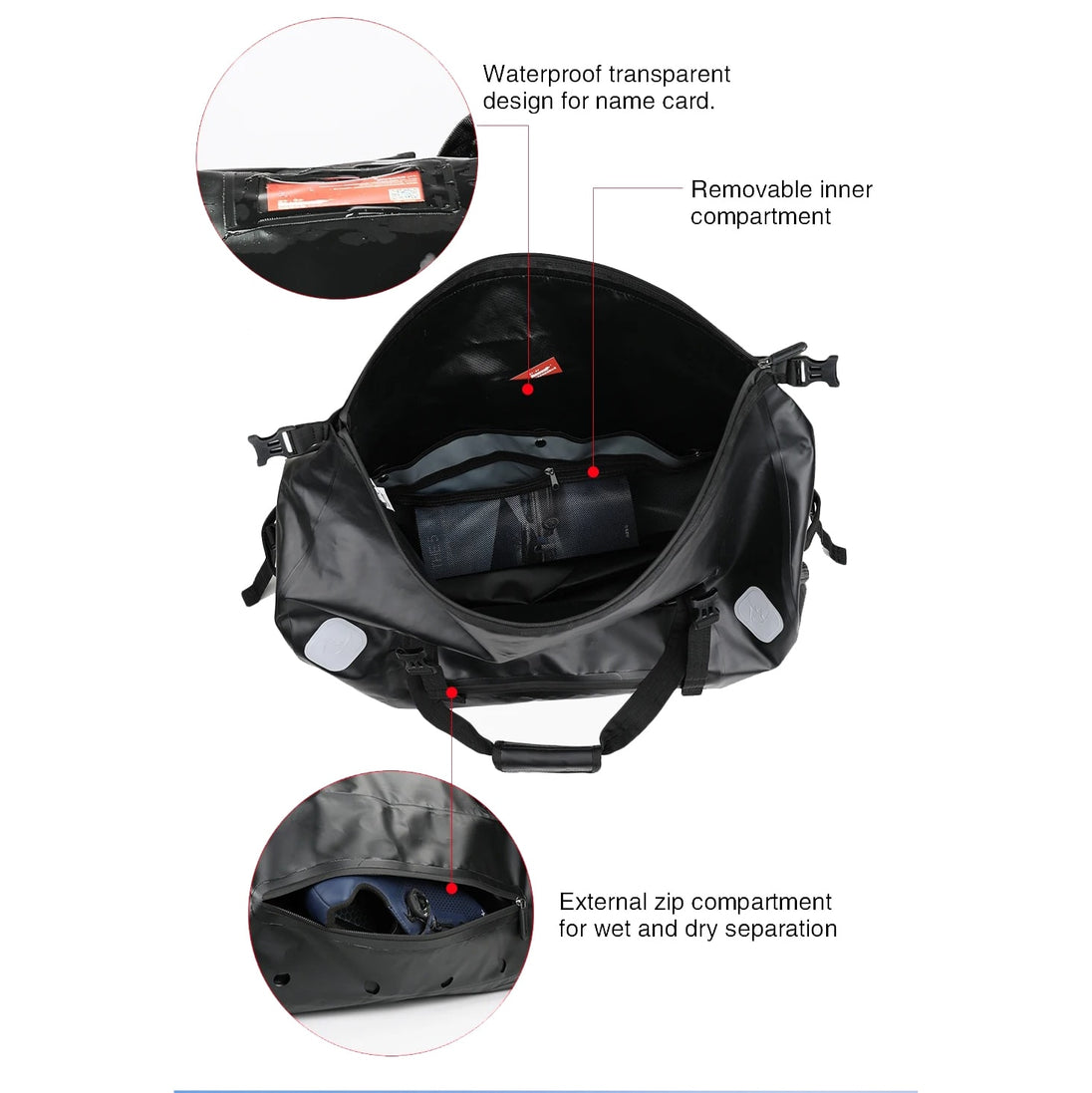 Bolso para moto rhinowalk mt20650 65l drybag waterproof