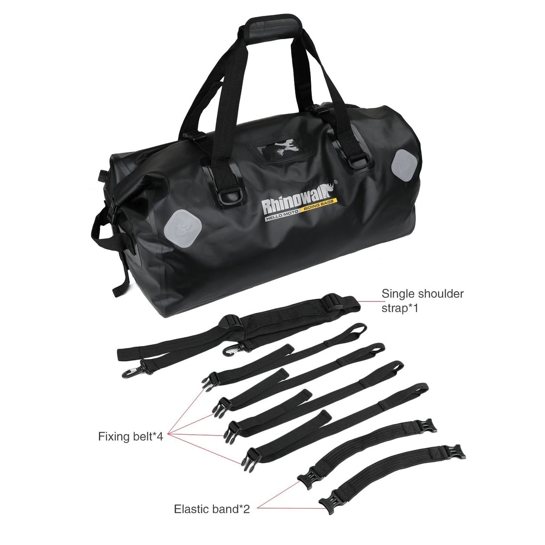 Bolso para moto rhinowalk mt20650 65l drybag waterproof