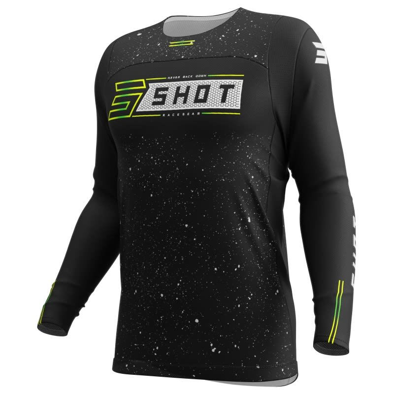 Polera moto shot contact art black motocross enduro