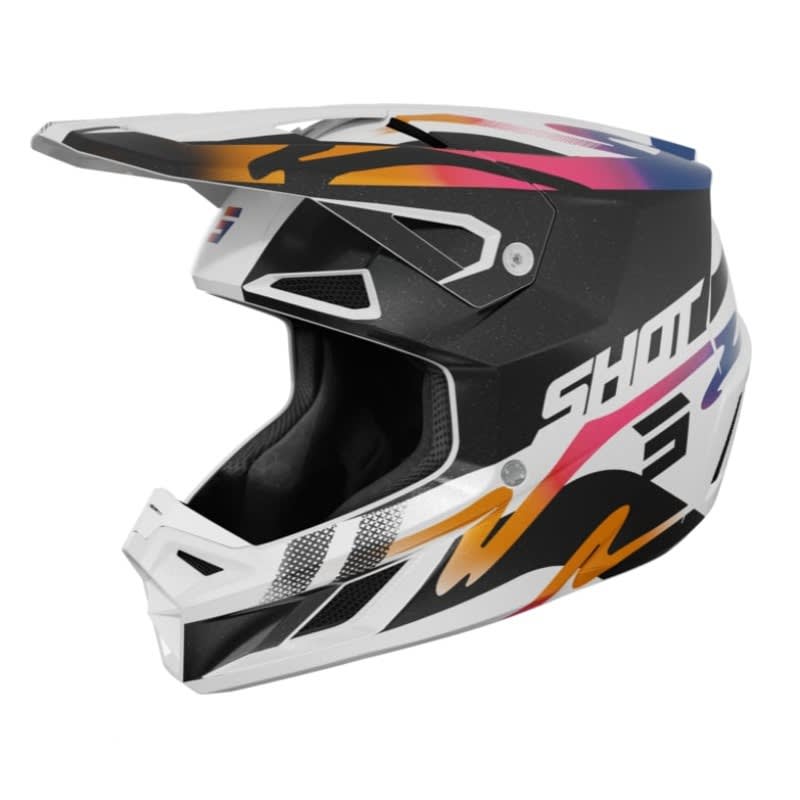 Casco moto shot speed wave black white pearly motocross enduro
