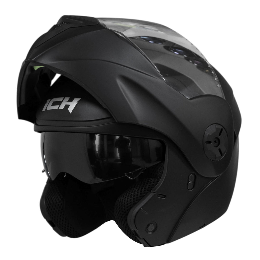 Casco moto ich 3110 junior solid ng mate abatible con sun visor certificación dot