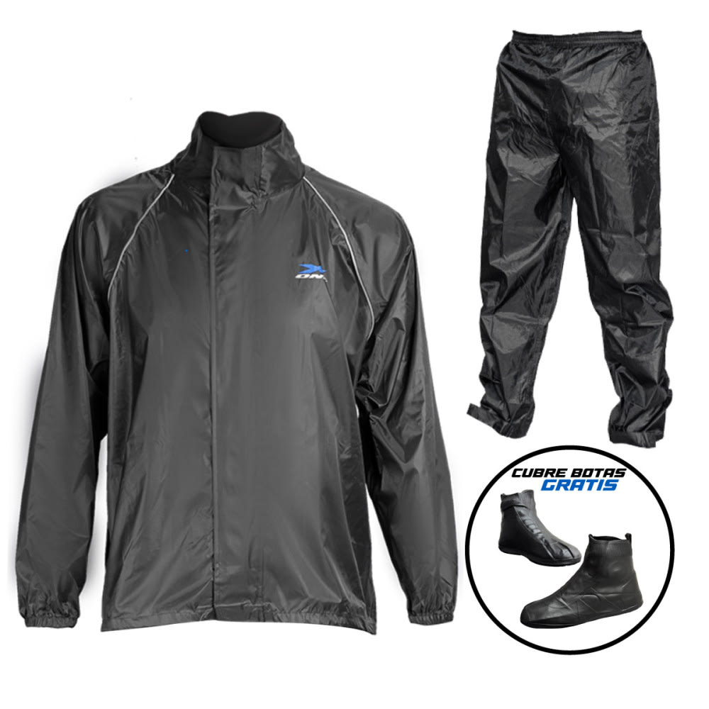 Traje impermeable xone x-316w 3 piezas para moto polyester negro