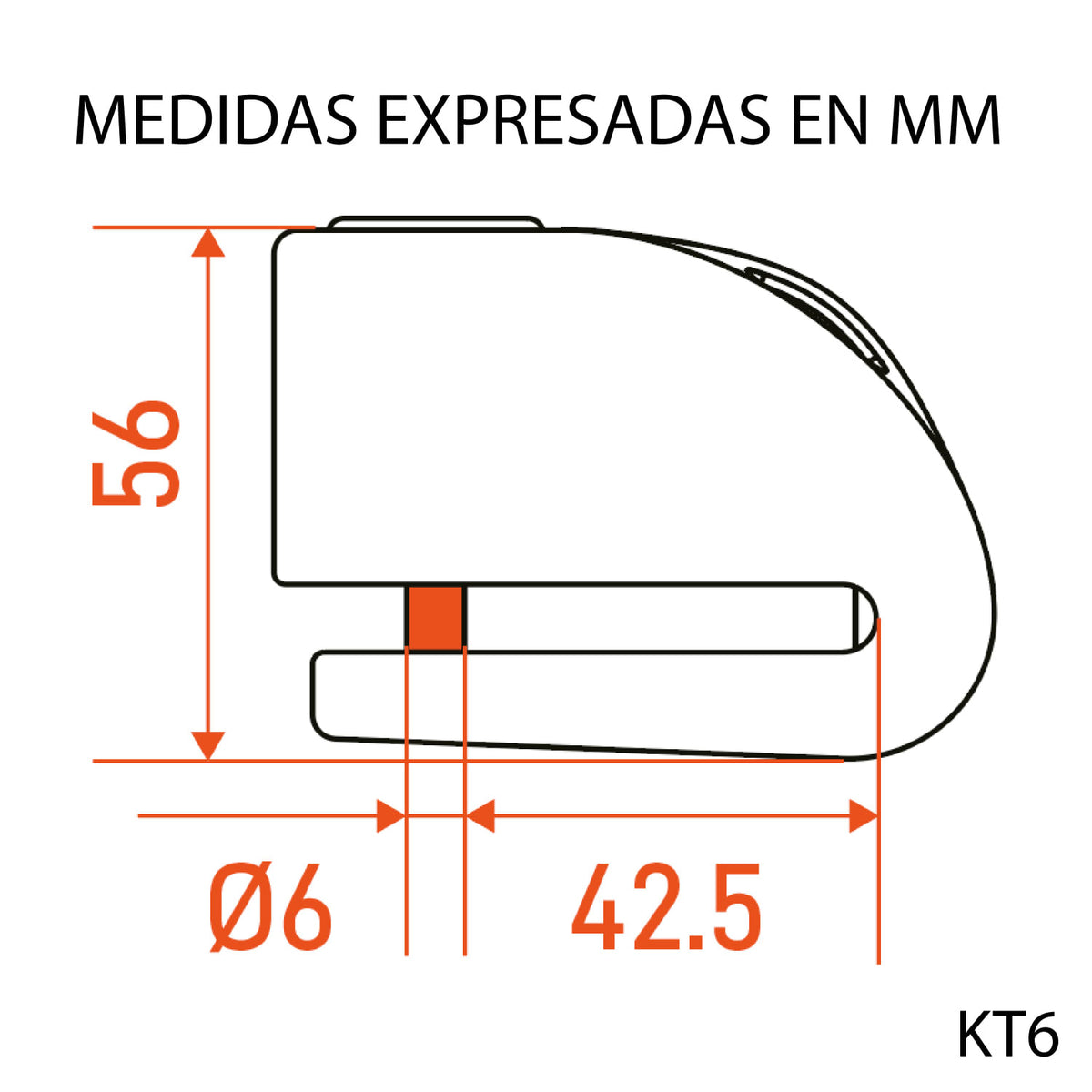 Candado disco moto kovix con alarma kt6-fo naranjo