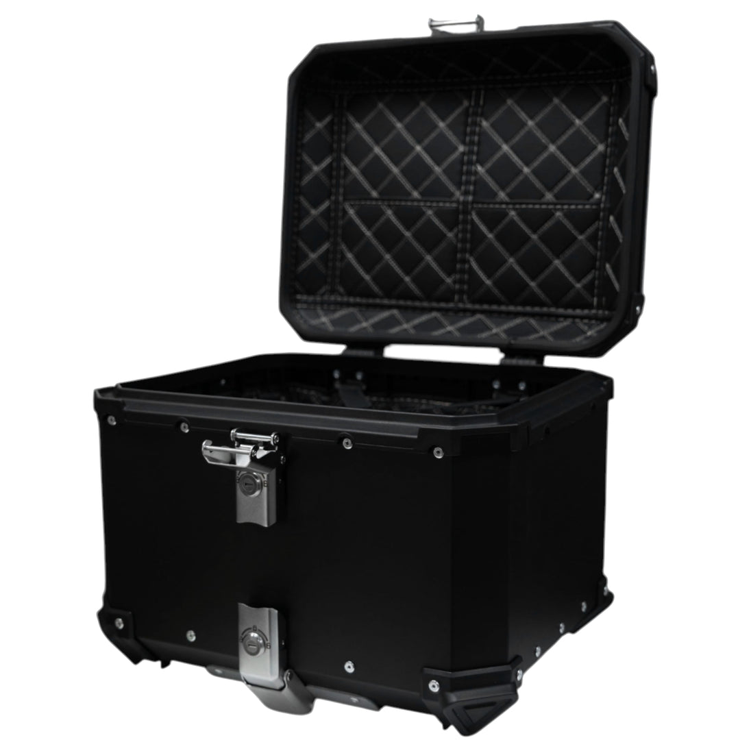 Maleta moto top case 4rs e702 45 litros aluminio black desmontable