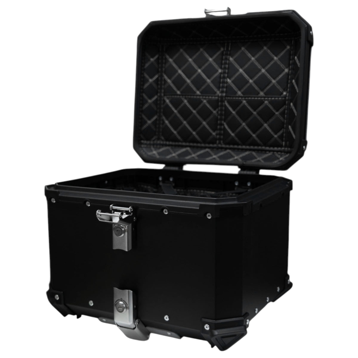 Maleta moto top case 4rs e702 45 litros aluminio black desmontable