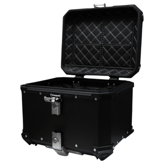 Maleta moto top case 4rs e702 45 litros aluminio black desmontable
