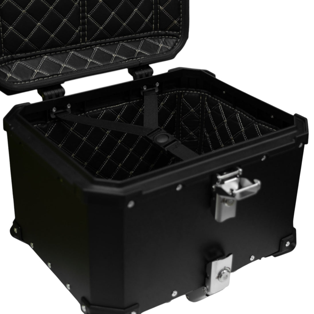 Maleta moto top case 4rs e702 45 litros aluminio black desmontable