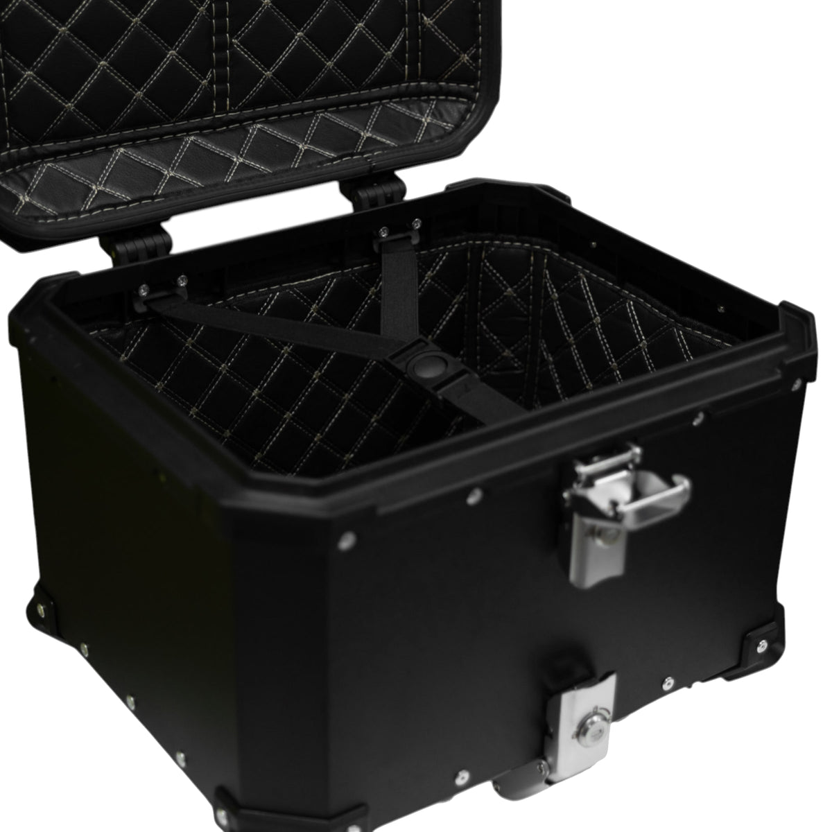 Maleta moto top case 4rs e702 45 litros aluminio black desmontable