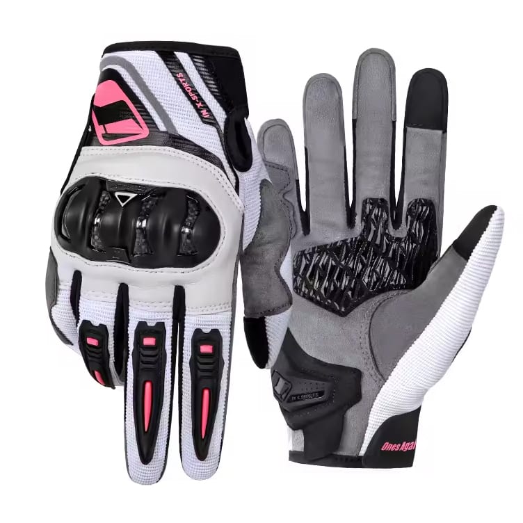 Guantes para moto ones again mg28 rosa con protecciones touch