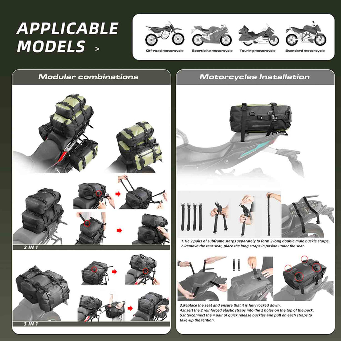 Bolso para moto Rhinowalk MT2215 15 litros impermeable
