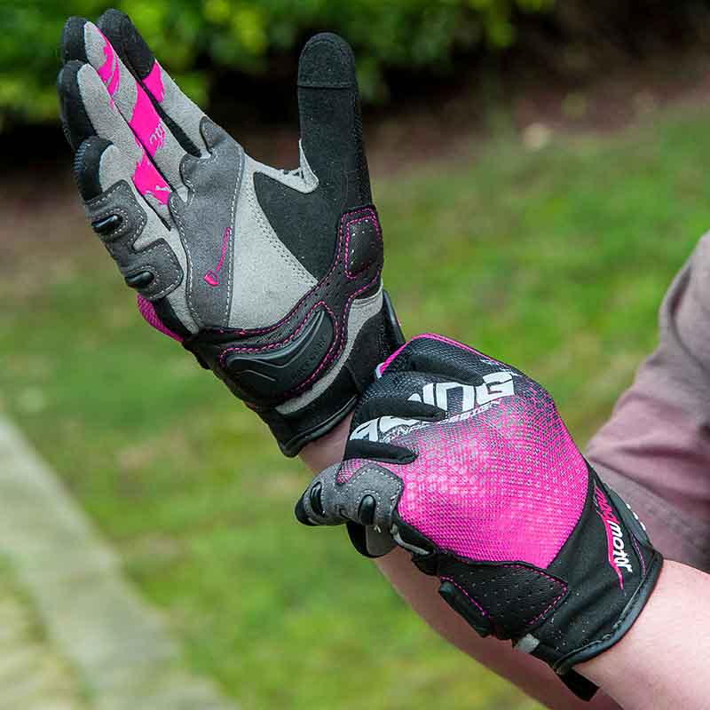 Guantes para moto madmotor mt27 rosa mujer protecciones touch